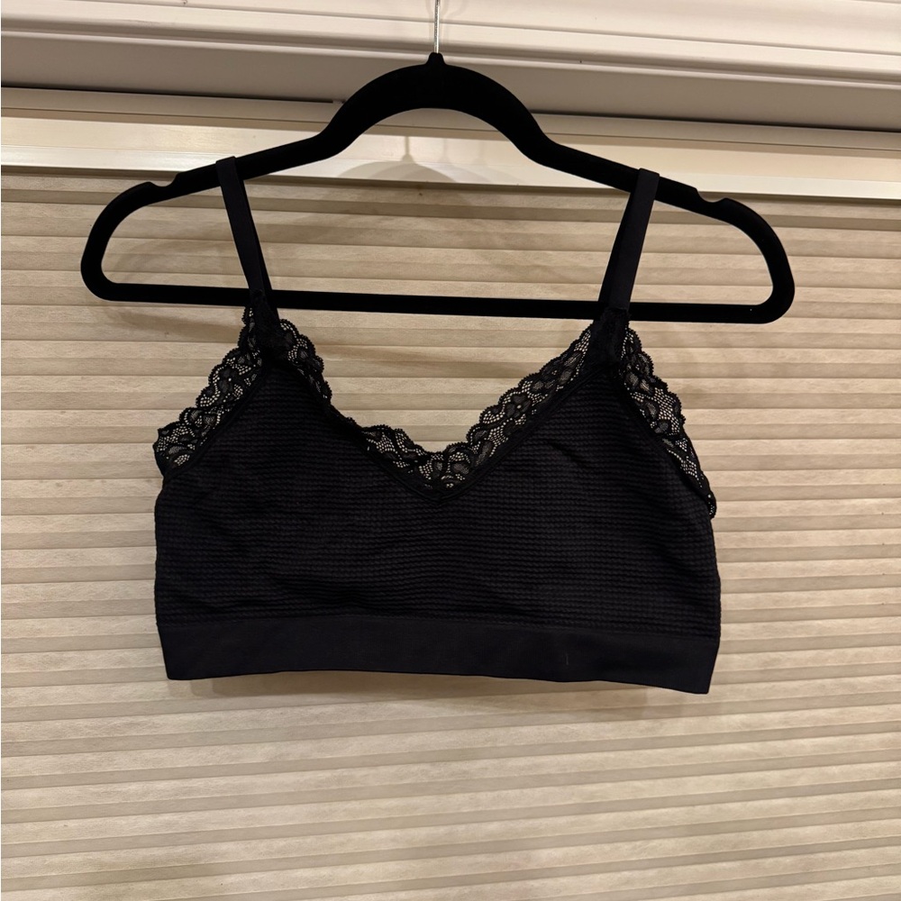 Colsie Black Lace Trim Bralette